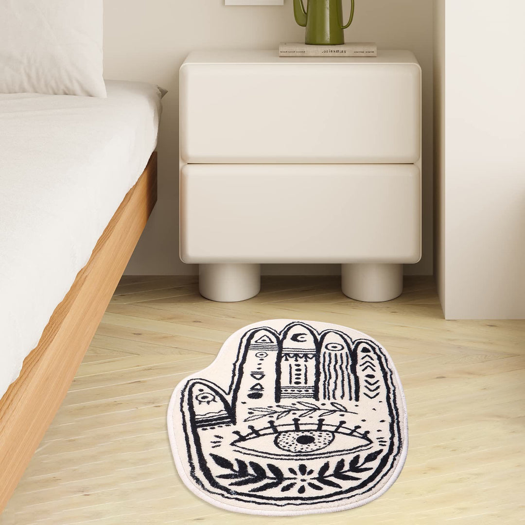 Olivenorma White Hamsa Symbol Soft Area Carpet