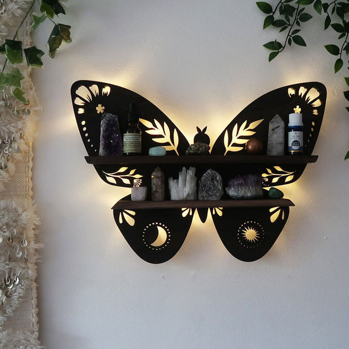 Olivenorma Wooden Butterfly Shelves Crystal Lamp Shelf