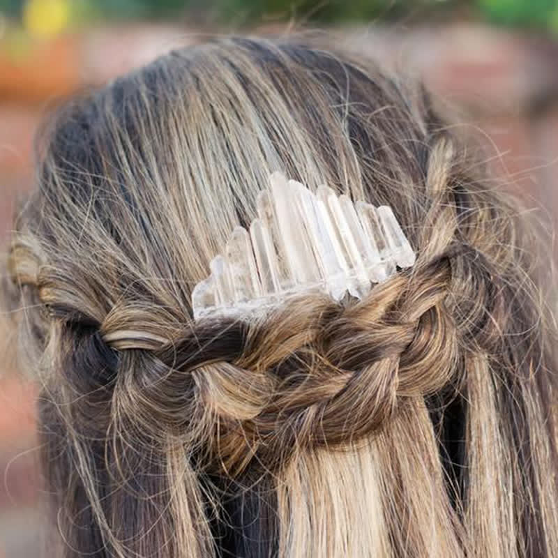 Natural Crystal U Shape Hair Comb Crystal Crown