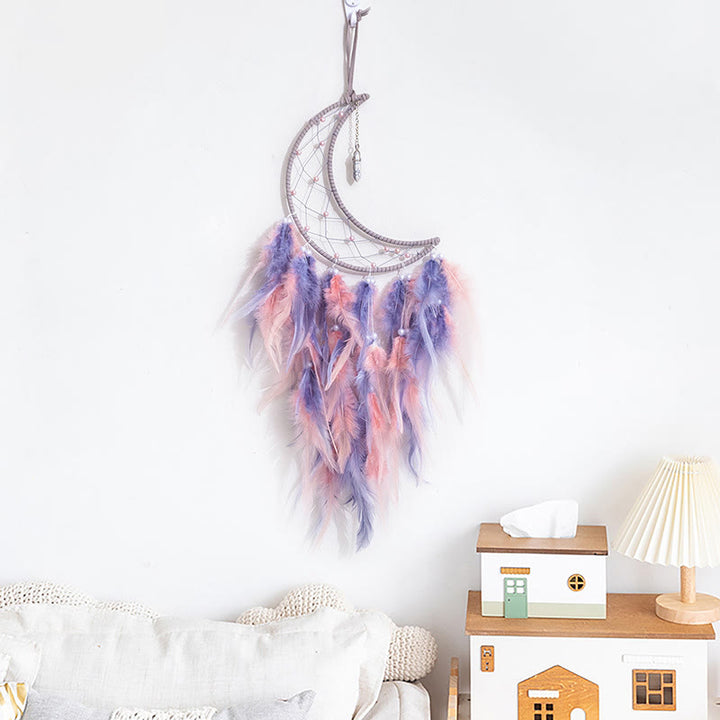 Olivenorma White Turquoise Pendant Gray Pink Feather Dream Catcher