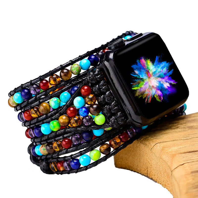 Olivenorma 5Layer Chakra Stone Handwoven Apple Watch Strap