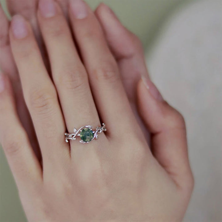 Olivenorma "Waterweed Dream" - Copper Moss Agate Ring - image 1