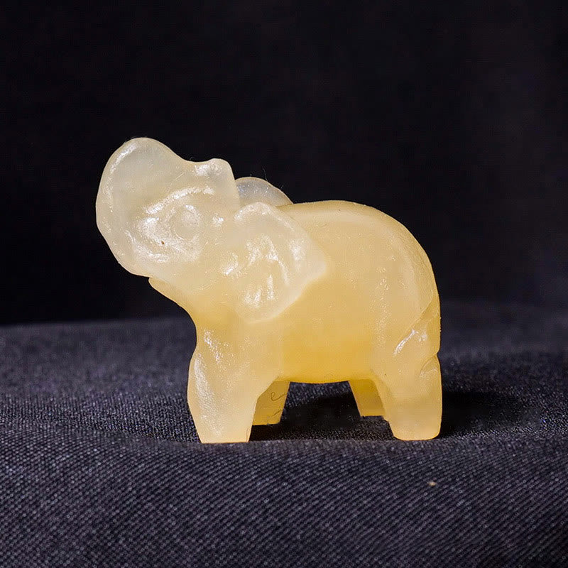 Olivenorma Natural Crystal Elephant Carving Ornament Gemstone Decoration