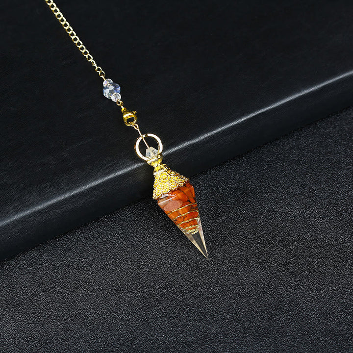 Olivenorma Natural Crystal Resin Hexagonal Pyramid Pendulum