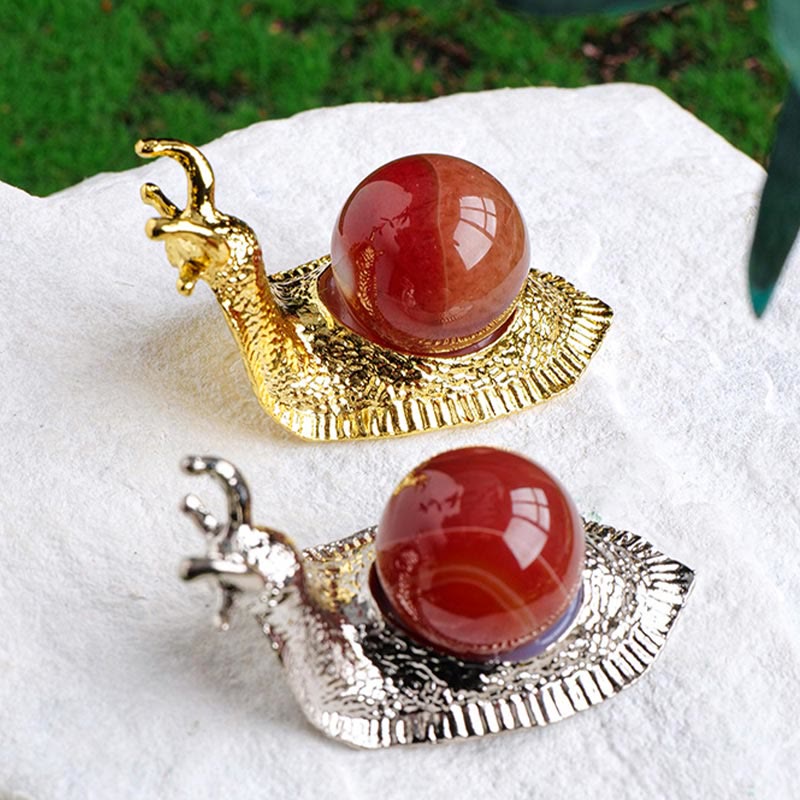 Olivenorma Natural Crystal Ball Holder Small Snail Gemstone Decoration - image 26