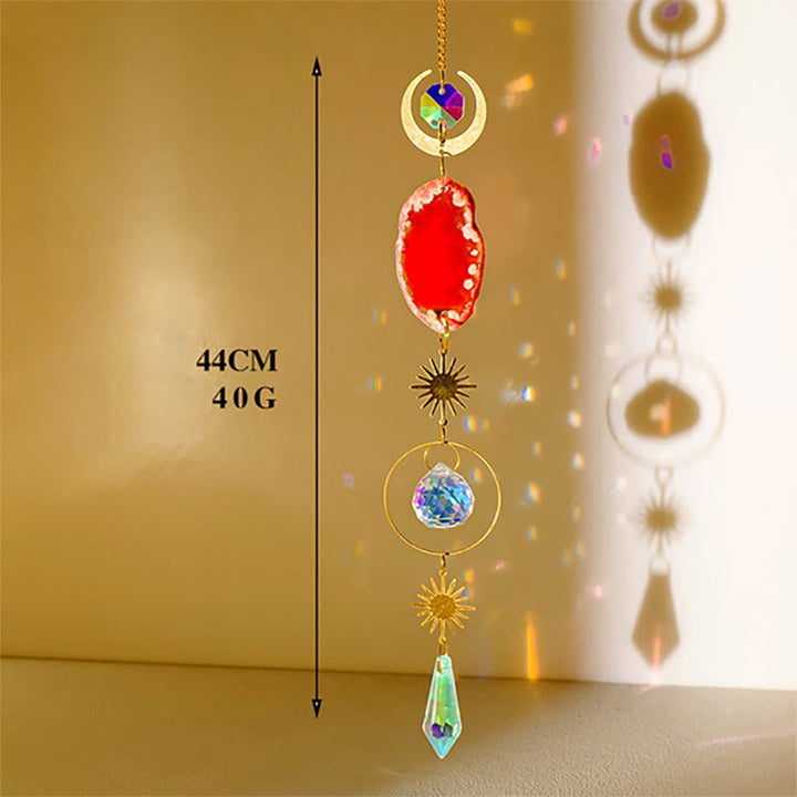 Olivenorma Natural Crystal Agate Chip Suncatcher Wind Chime