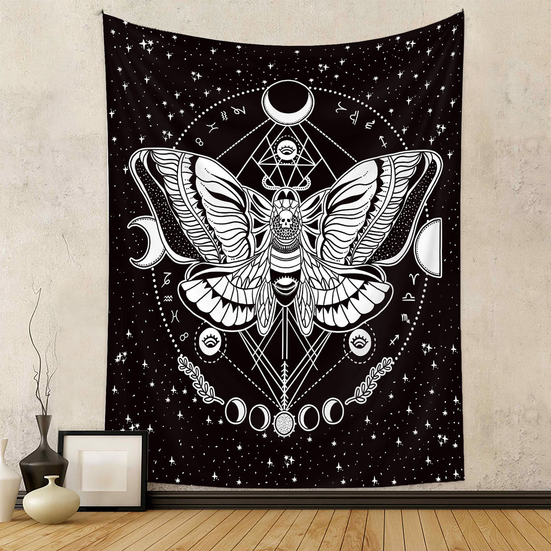 Olivenorma Moth Butterfly Black White Tapestry