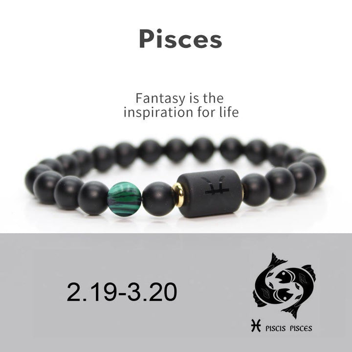 Olivenorma Natural Black Onyx Zodiac Men Bracelet