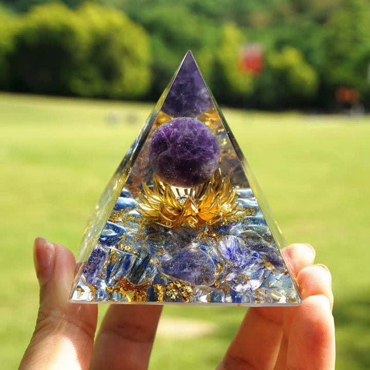 Olivenorma Amethyst Sphere Lapis Lazuli Lotus Orgone Pyramid