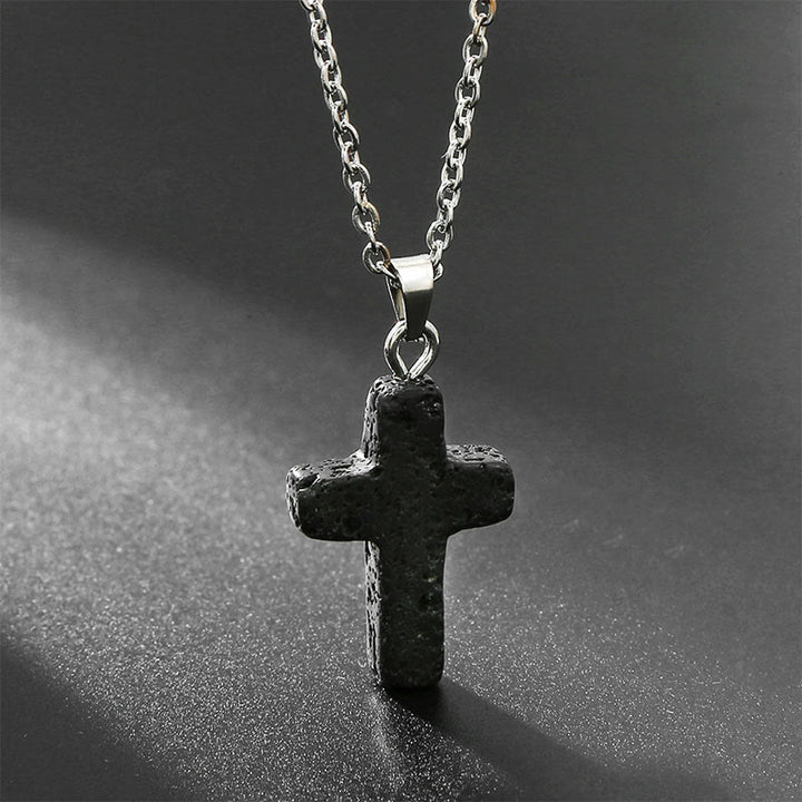 Olivenorma Natural Stone Cross Gemstone Necklace