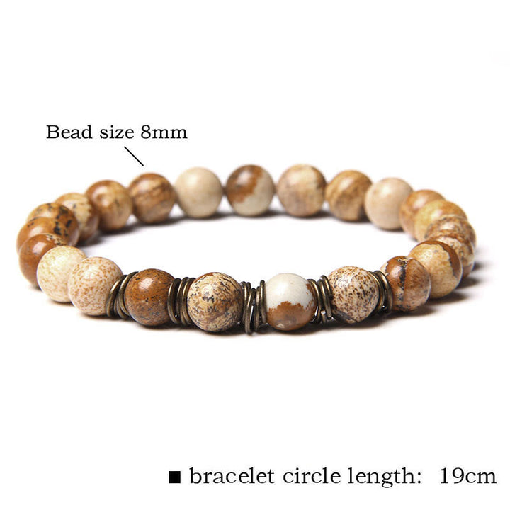 Olivenorma Polished Natural Stone 8mm Bead Stretch Yoga Bracelet