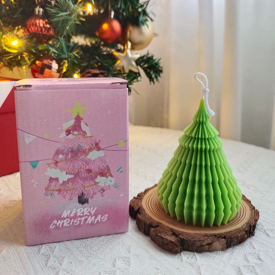 Olivenorma Carved Christmas Tree Candle