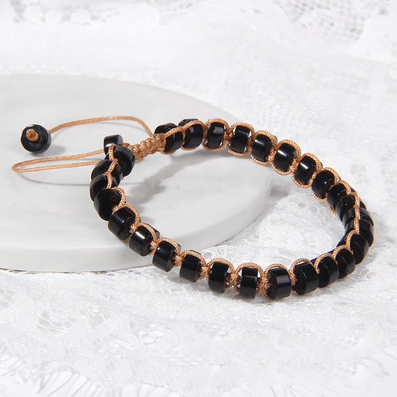 Olivenorma Natural Stone Wheel Bead Woven Bracelet