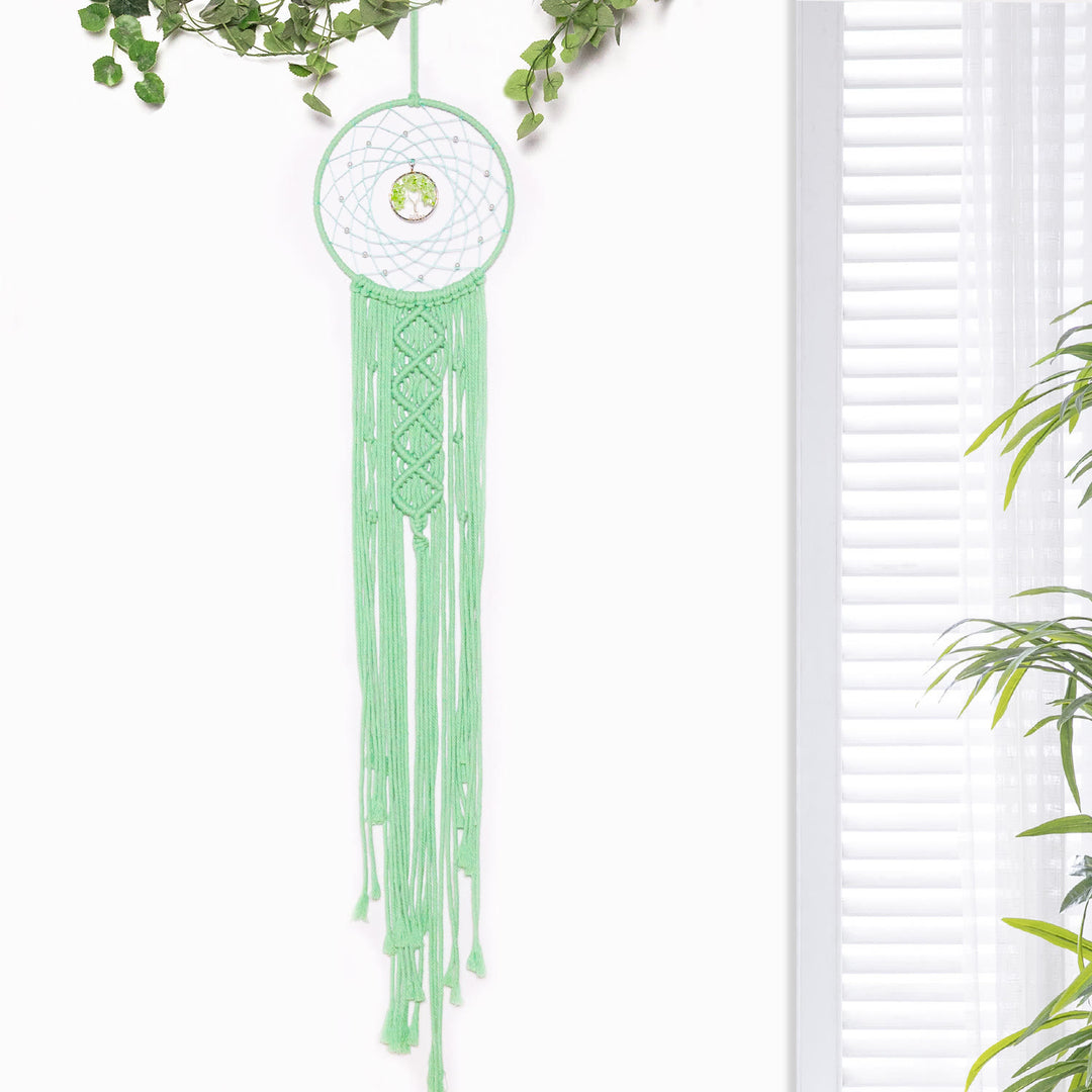 Olivenorma Woven Round Solar Tree of Life Crystal Dream Catcher