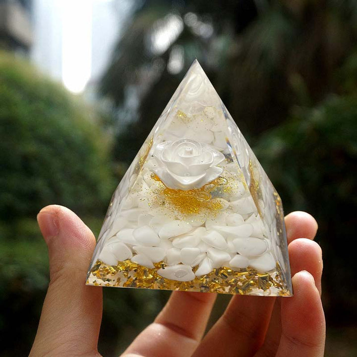 Olivenorma Natural White Jade Healing Orgone Pyramid