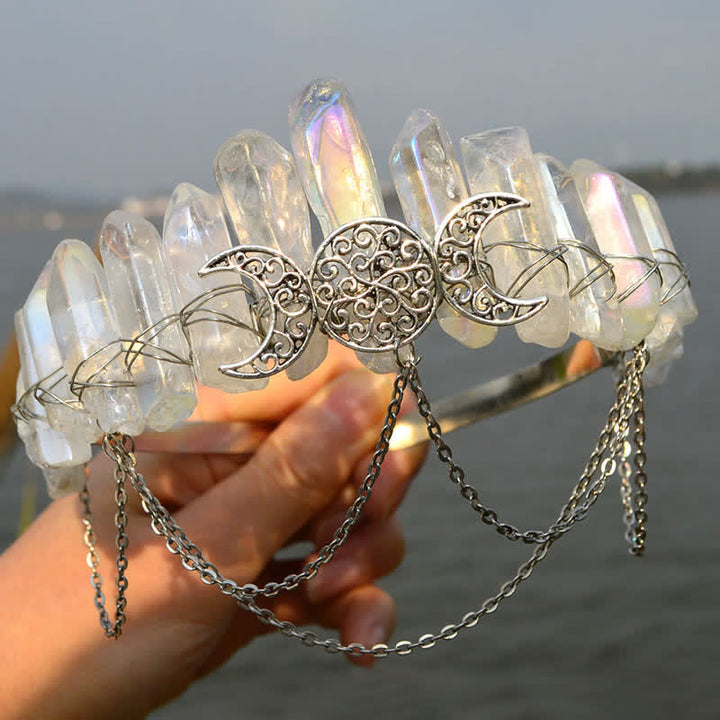 Olivenorma Cresent Moon Goddess Natural Crystal Crown