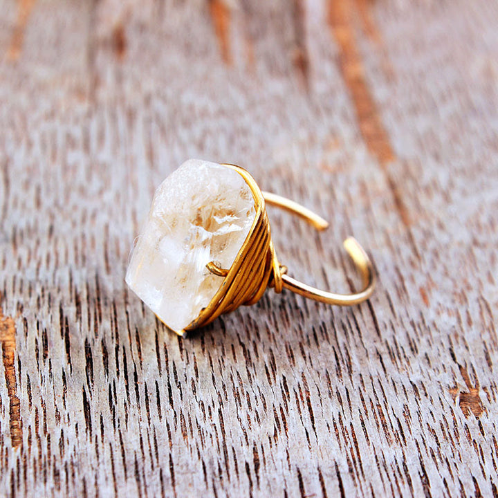 Olivenorma Handmade Natural Stone Crystal Wire Wrap Ring