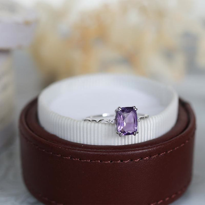 Olivenorma Amethyst Sugar Cube Wave Design Ring - image 8