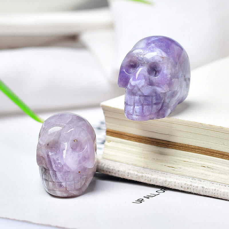 Olivenorma Crystal Mini Skull Halloween Gemstone Decoration - Lepidolite - image 1
