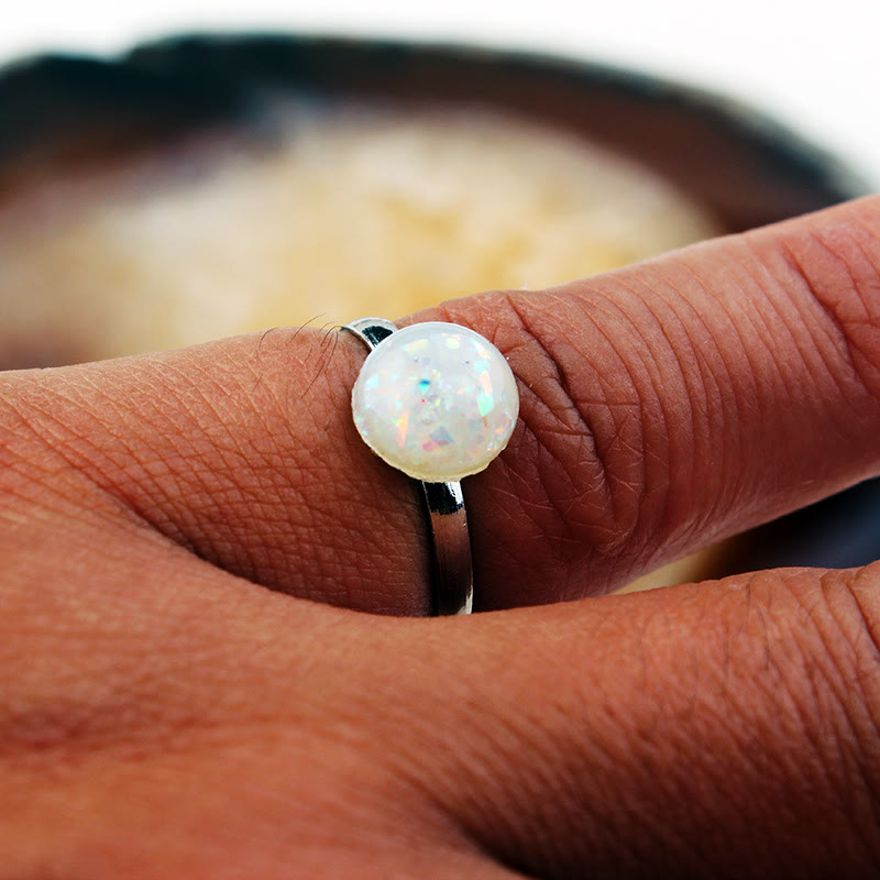 Olivenorma Opal Moonstone Simple Half Circle Adjustable Ring