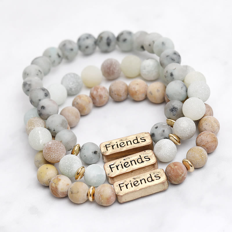 Olivenorma Natural Gemstone Friends Engraving Bracelet