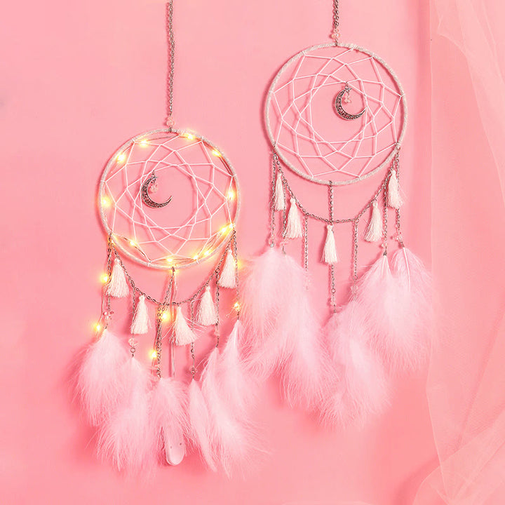 Olivenorma Fairy White Feather Moon Pendant Dream Catcher - image 0