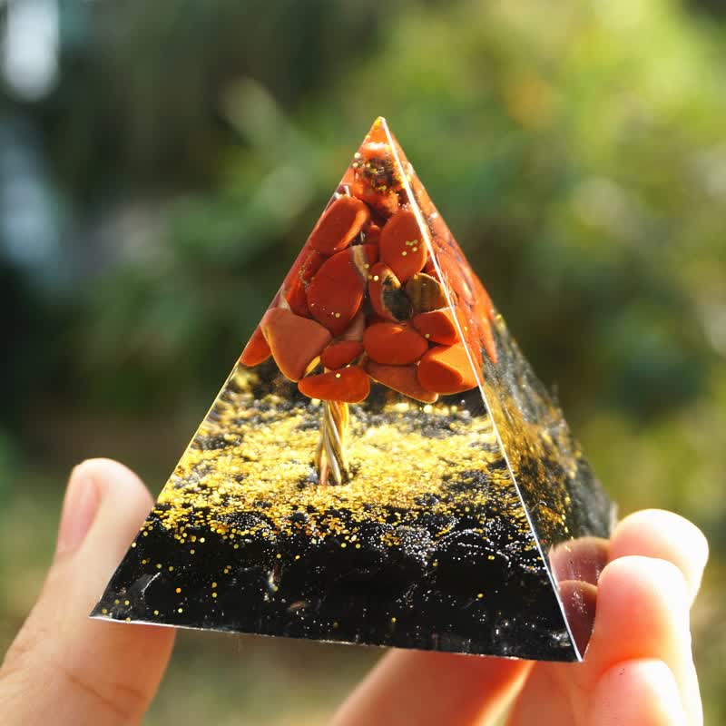 Olivenorma Red Jasper Black Tourmaline Tree Of Life Orgone Pyramid