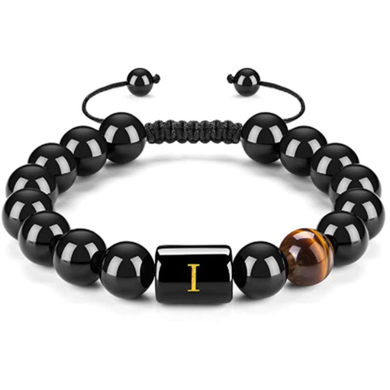 Olivenorma Tiger Eye With Black Onyx Healing Letter Bracelet