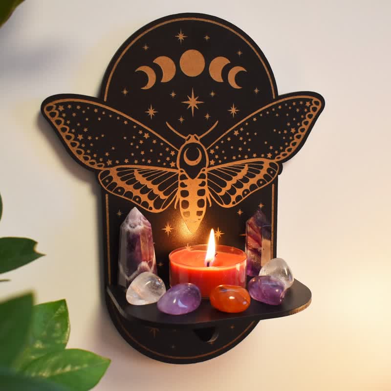 Olivenorma Magical Moth Moon Altar Crystal shelf