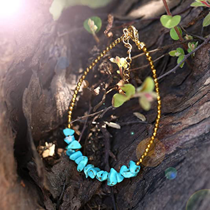 Olivenorma Gold Chain Turquoise Beaded Bracelet