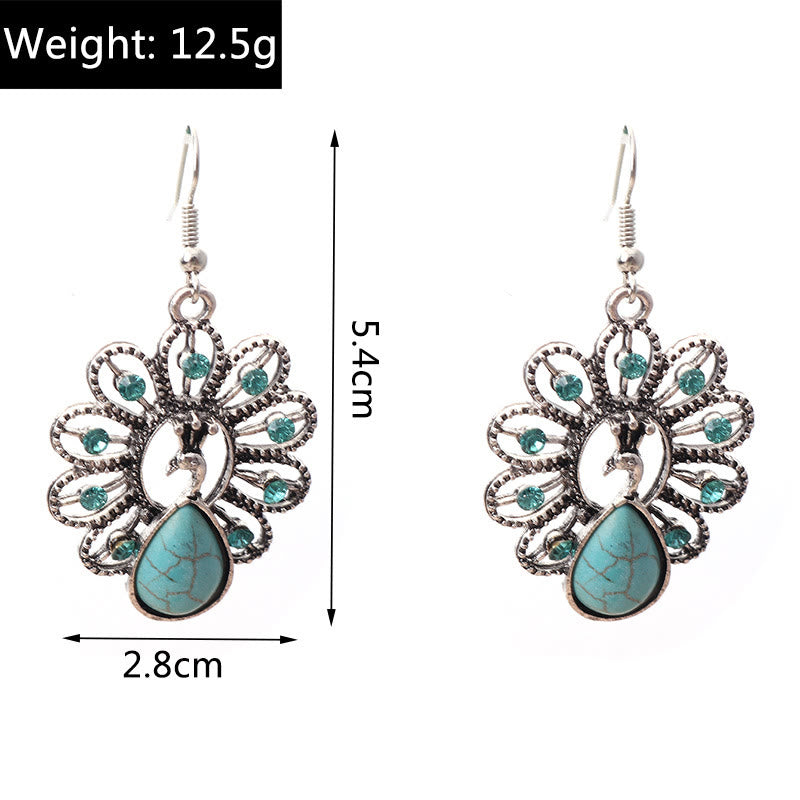 Olivenorma Turquoise Paraiba Tourmaline Peacock Shape Pendant Earrings