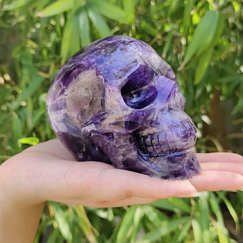 Olivenorma 10cm Natural Dream Amethyst Gemstone Decoration Crystal Skull