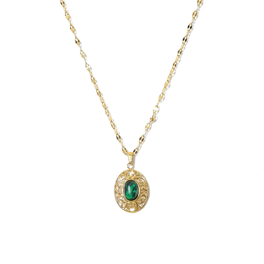 Olivenorma Oval African Turquoise Green Pendant Necklace - image 9