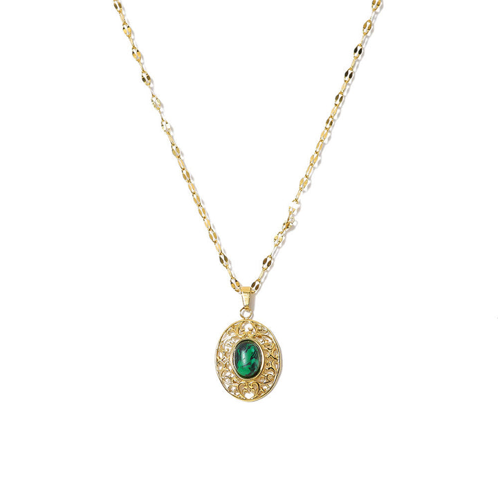 Olivenorma Oval African Turquoise Green Pendant Necklace - image 9