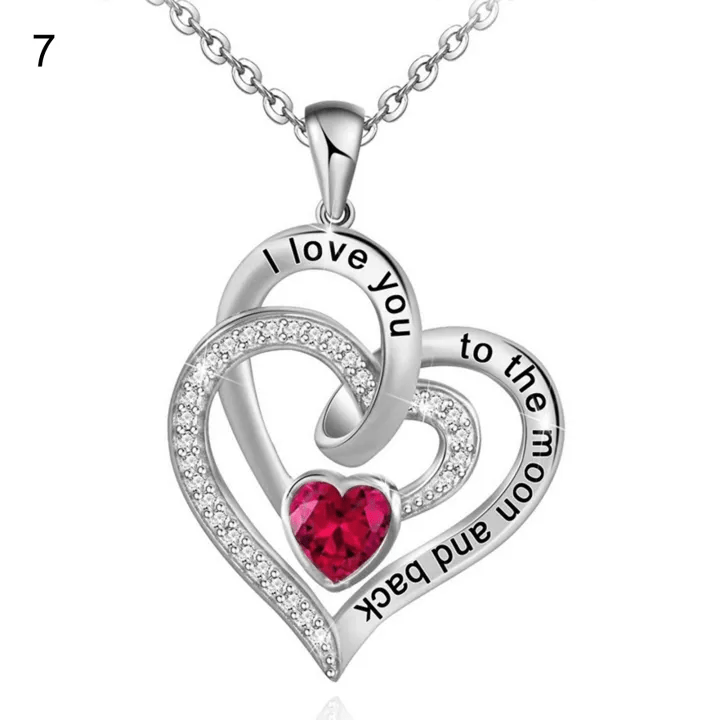 Olivenorma Hearts and Hearts Birthstone Necklace