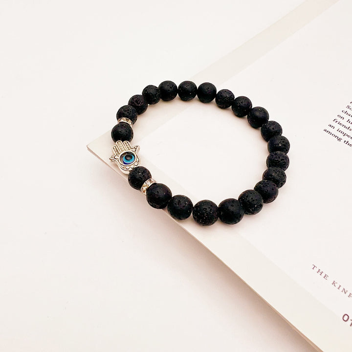 Olivenorma Natural Stone Beaded Evil Eye Stretch Bracelet