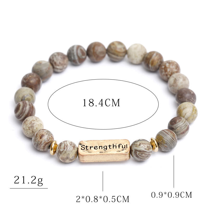 Olivenorma Natural Gemstone Strengthful Engraving Bracelet