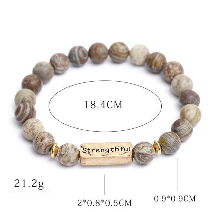 Olivenorma Natural Gemstone Strengthful Engraving Bracelet