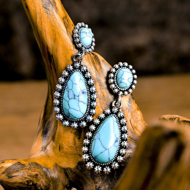 Olivenorma Teardrop Turquoise Silver Earrings