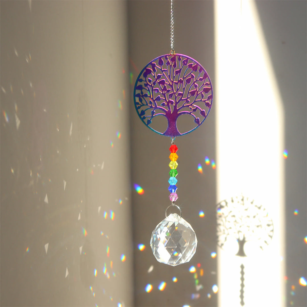Olivenorma Clear Crystal Hanging Chakra Beads Wind Chime Suncatcher - Colorful Tree Of Life - image 11
