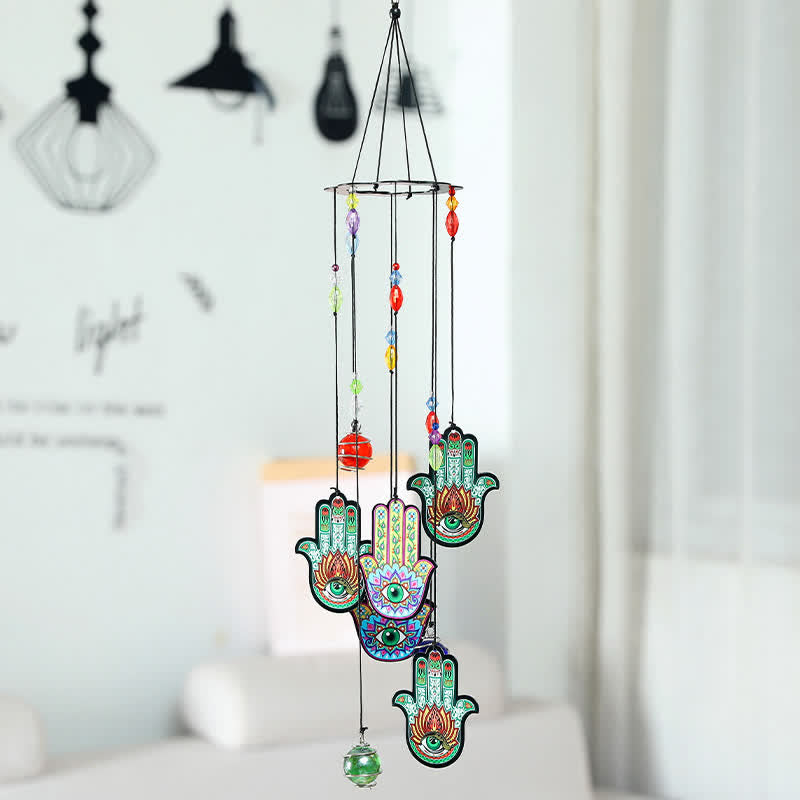 Olivenorma Hamsa Hand Evil Eye Metal Wind Chime