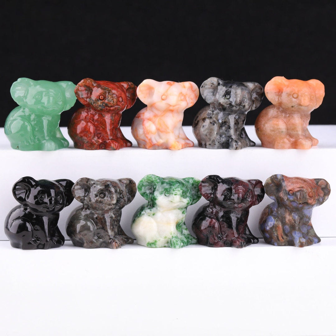 Olivenorma 1.2 Inches Carved Cute Koala Figurine Gemstone Decoration