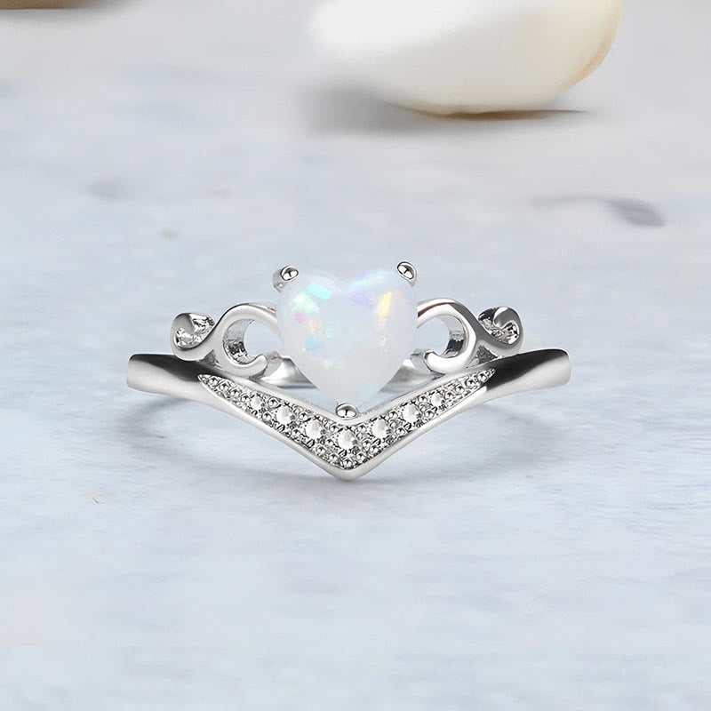 Olivenorma "Peace of Mind" Heart Crown Opal Ring