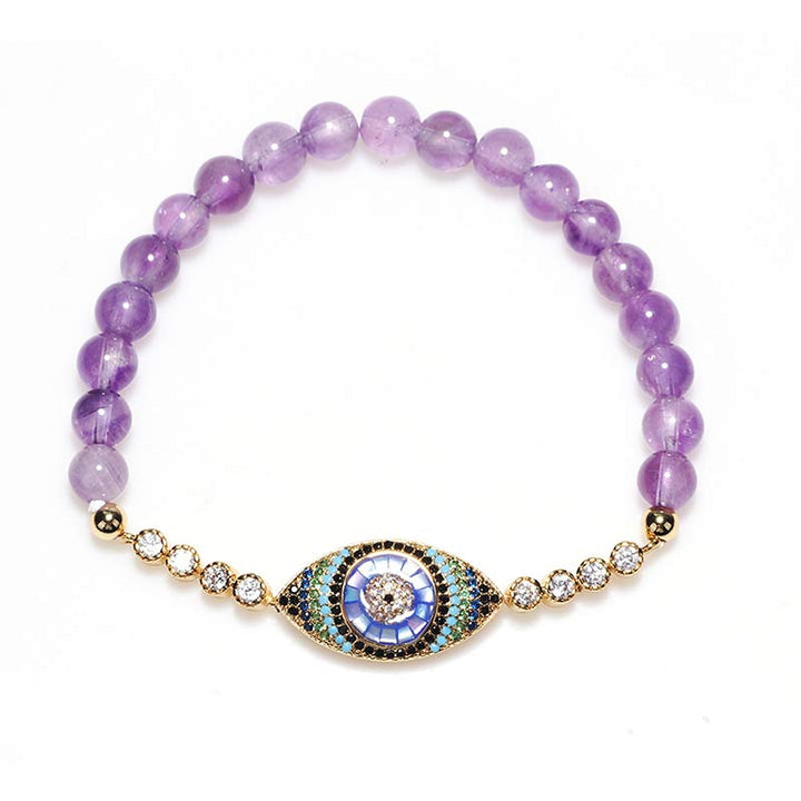 Olivenorma Amethyst Evil Eye Symbol Healing Bracelet