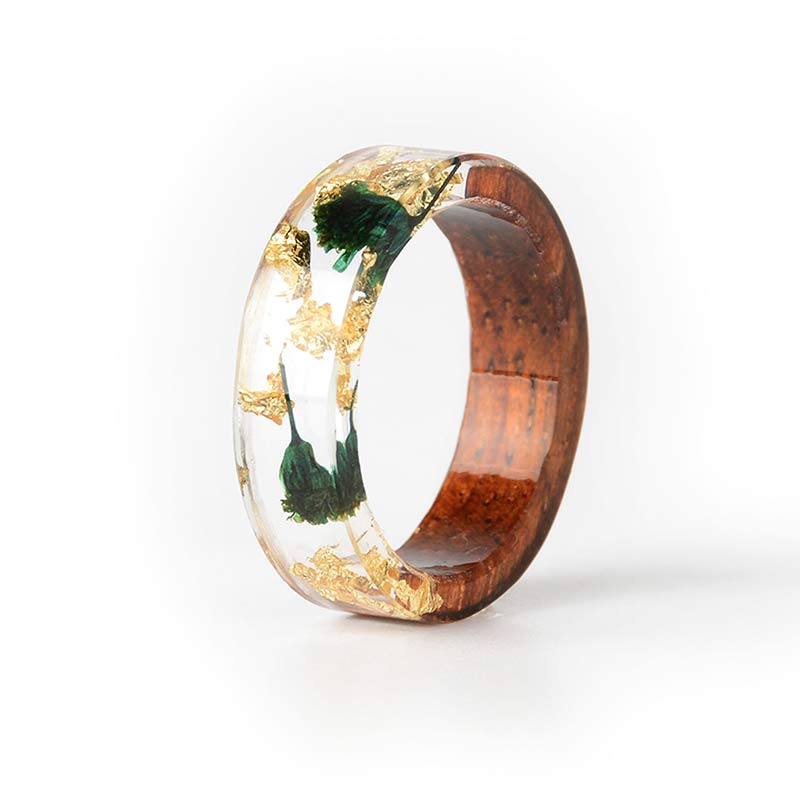 Olivenorma Intellectual & Optimistic - Handmade Wood Ring - Gold+Green - 11 - image 37