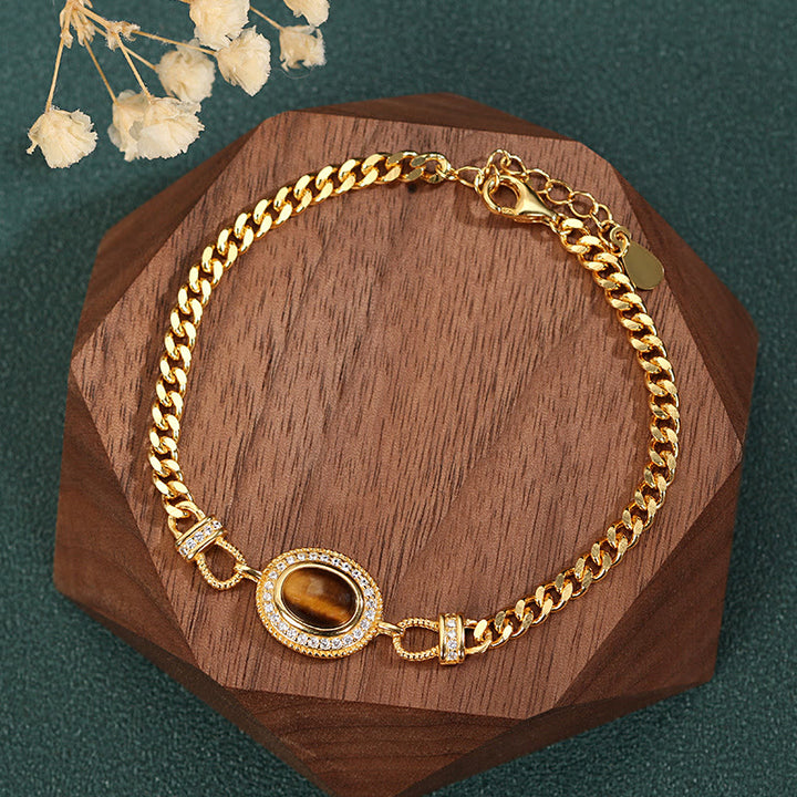 Olivenorma "The Book Of Galaxy" Tiger Eye Gold Bracelet