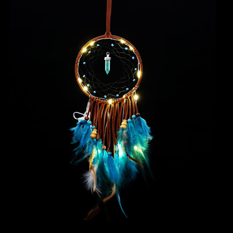 Olivenorma Turquoise Handmade Traditional Feather Dream Catcher