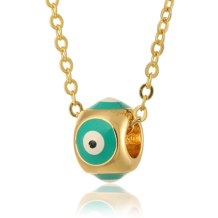 Olivenorma Oil Dripping Round Evil Eye Pendant Necklace