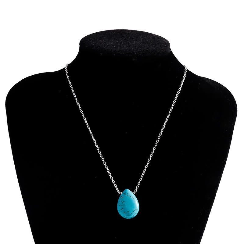 Olivenorma Turquoise Drop Shape Pendant Simple Collarbone Necklace