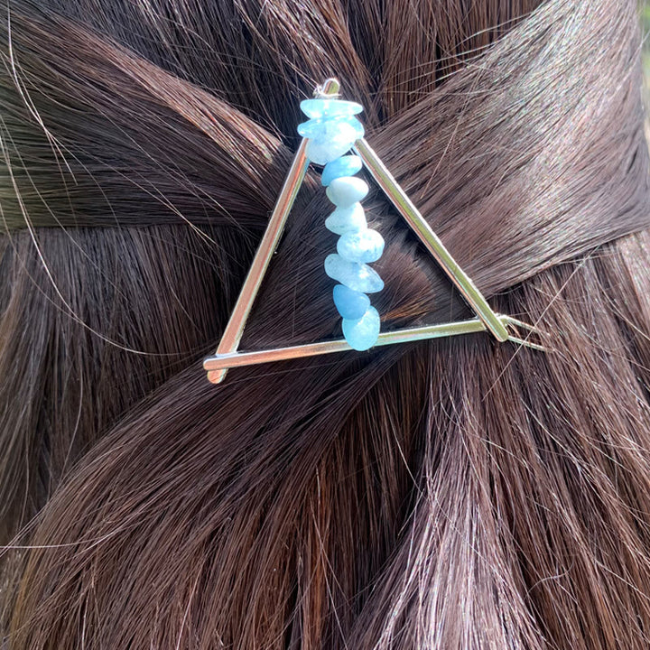 Olivenorma Crystal Triangle Gravel Geometric Hair Accessories Comb Hairpin